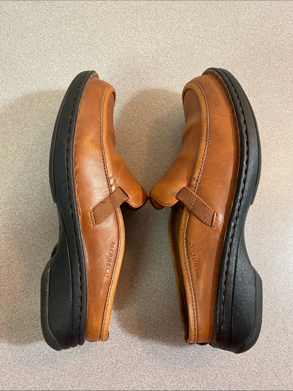 Merrell Women's Cognac Leather Slip-On Clog Mules - Picture 7 of 10